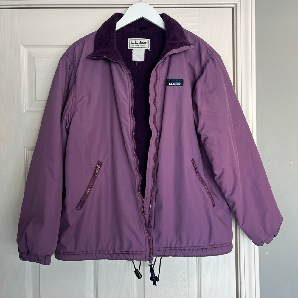 Vintage L.L. Bean Lavender Warm Up Jacket Full Zip Fleece Lined Pockets Warm - Picture 11 of 16